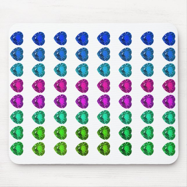 Colourful Heart Pattern Heart Gemstones Mouse Pad (Front)