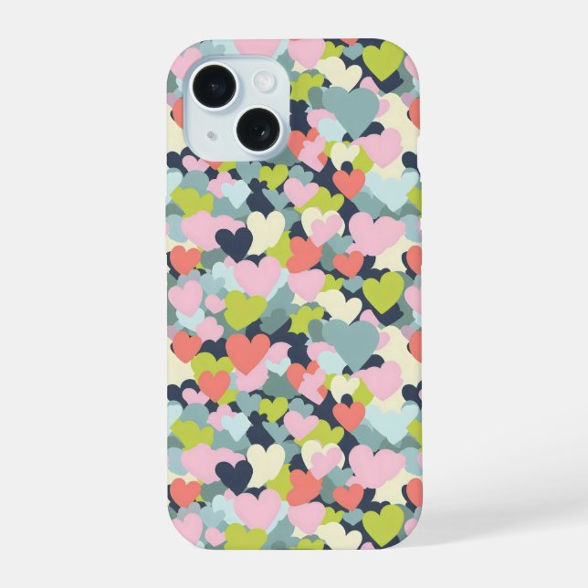 Colourful Heart Pattern iPhone 15 Case (Back)