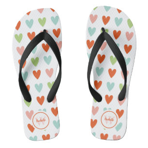 Colourful Heart Pattern Pair of Flip Flops