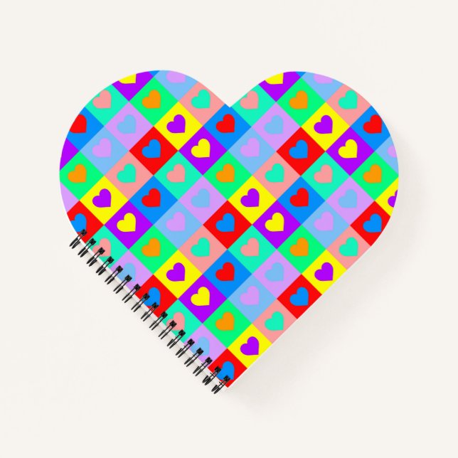 Colourful Heart Pattern Pop Art  Notebook (Front)