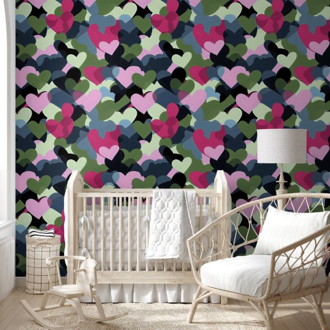 Colourful Heart Pattern Wallpaper (Kids)