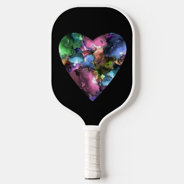 Colourful Heart Pickleball Paddle Game (Front)