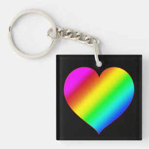 Colourful Heart Rainbow Love Bright Colour Keychain