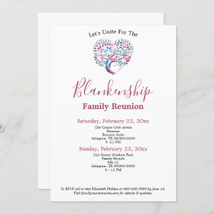 Colourful Heart Shape Tree Family Reunion Template
