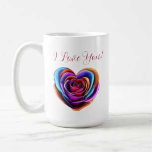 Colourful Heart Shaped Rose- Coffee Mug