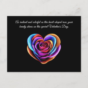 Colourful Heart Shaped Rose-Valentines- Postcard