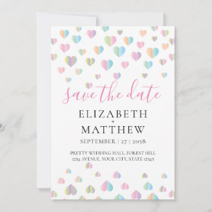 Colourful Heart Speckles Design Save The Date