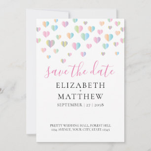 Colourful Heart Speckles Design Save The Date
