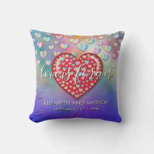 Colourful Heart Speckles Design Throw Pillow