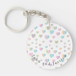 Colourful Heart Speckles Note Card Design Keychain