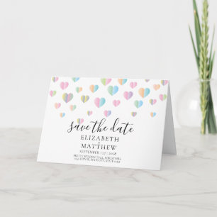 Colourful Heart Speckles Save the Date Design Invitation