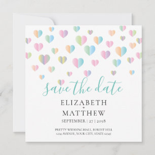 Colourful Heart Speckles Save the Date Design Invitation