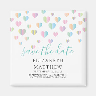 Colourful Heart Speckles Save the Date Design Magnet