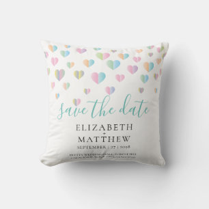 Colourful Heart Speckles Save the Date Design Throw Pillow