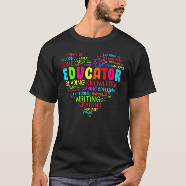Colourful Heart Team Educator Squad First Day Of S T-Shirt (Front)