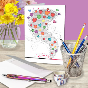 Colourful Heart Tornado Valentine Holiday Card
