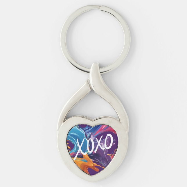 Colourful Heart XOXO- Keychain (Front)