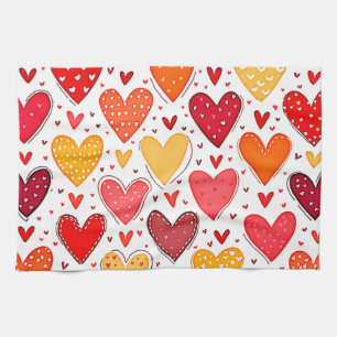 Colourful Heartfelt Love Pattern Design Kitchen Towel