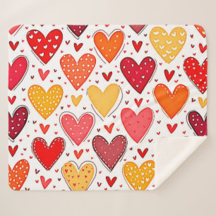 Colourful Heartfelt Love Pattern Design Sherpa Blanket