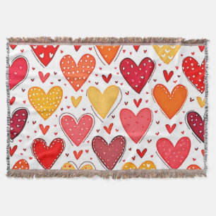 Colourful Heartfelt Love Pattern Design Throw Blanket