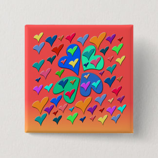 Colourful Hearts 2 Inch Square Button
