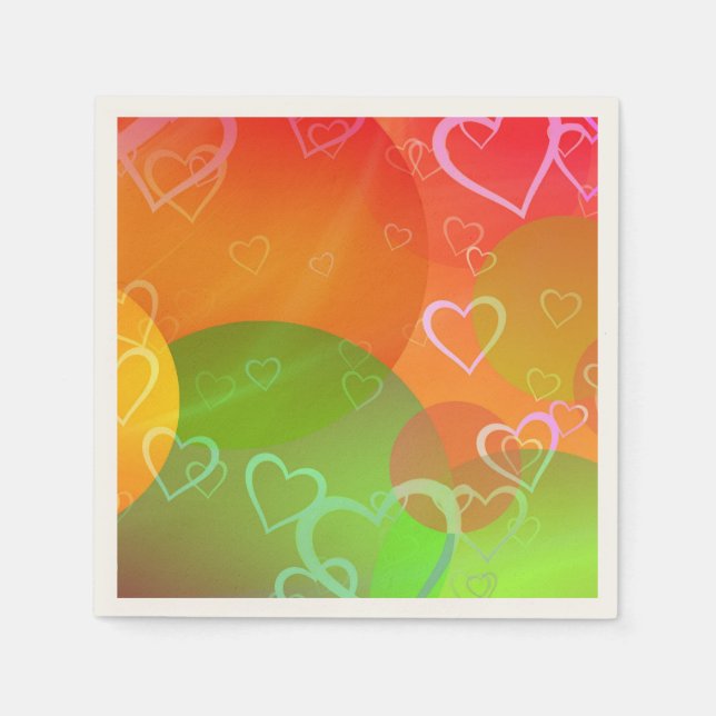 Colourful Hearts and Balloons Abstract Design Napkin (Front)