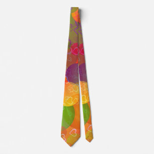 Colourful Hearts and Balloons Abstract Design Tie