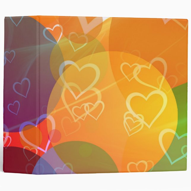 Colourful Hearts and Balloons Pattern Binder (Front/Spine)