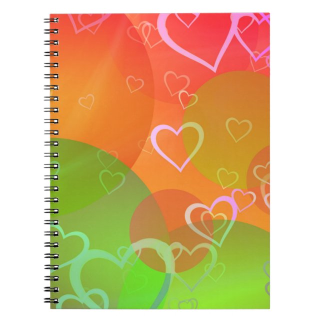 Colourful Hearts and Balloons Pattern Notebook (Front)