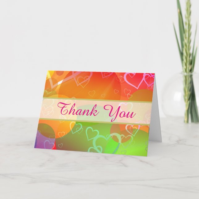 Colourful Hearts and Balloons Pattern Thank You Card (Front)