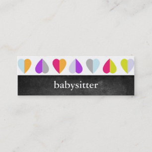 Colourful Hearts Babysitter Skinny Biz Cards