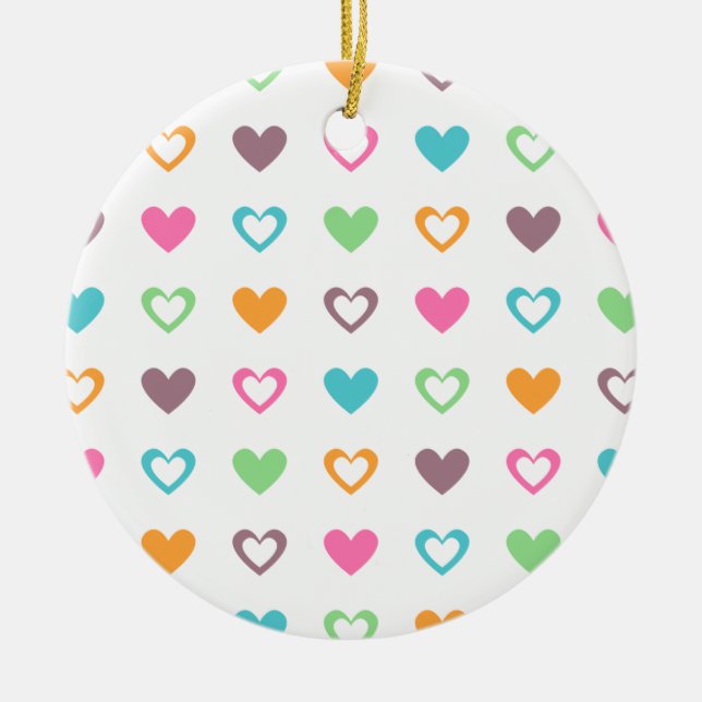 colourful hearts ceramic ornament (Front)