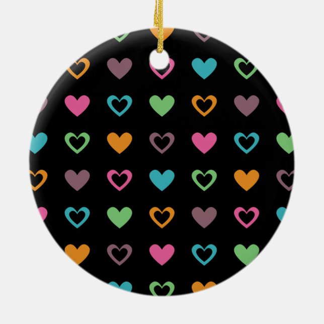 colourful hearts ceramic ornament (Back)