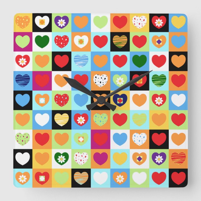 Colourful hearts, clock (Front)