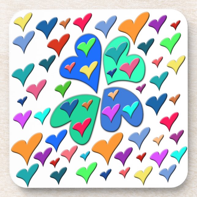 Colourful Hearts Coaster (Front)