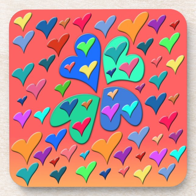 Colourful Hearts Coaster (Front)