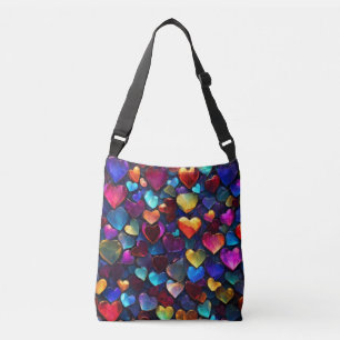 Colourful hearts crossbody bag
