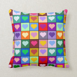 Colourful hearts cushion