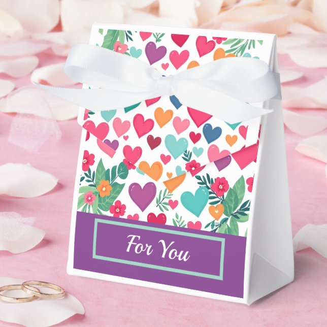 Colourful hearts custom favor box (Wedding)