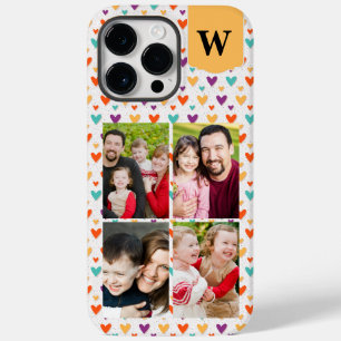 Colourful Hearts Custom Monogram 4-Photos Case-Mate iPhone 14 Pro Max Case