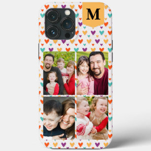  Colourful Hearts Custom Monogram 4-Photos  iPhone 13 Pro Max Case