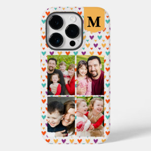 Colourful Hearts Custom Monogram 4-Photos Case-Mate iPhone 14 Pro Case