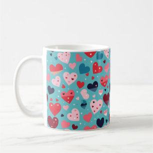 Colourful Hearts Cute Pattern Coffee Mug