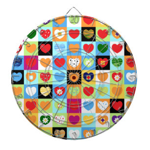 Colourful hearts dartboard