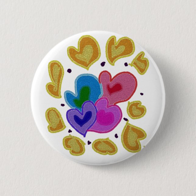 Colourful Hearts Design 2 Inch Round Button (Front)