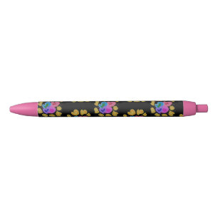 Colourful Hearts Design Black Ink Pen