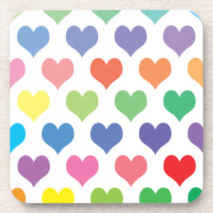 Colourful hearts design coaster