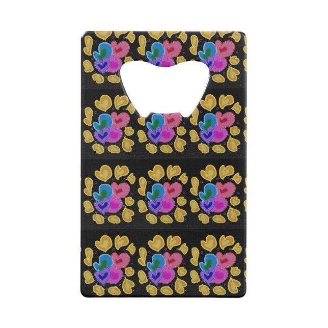 Colourful Hearts Design Credit Card Bottle Opener (Front)