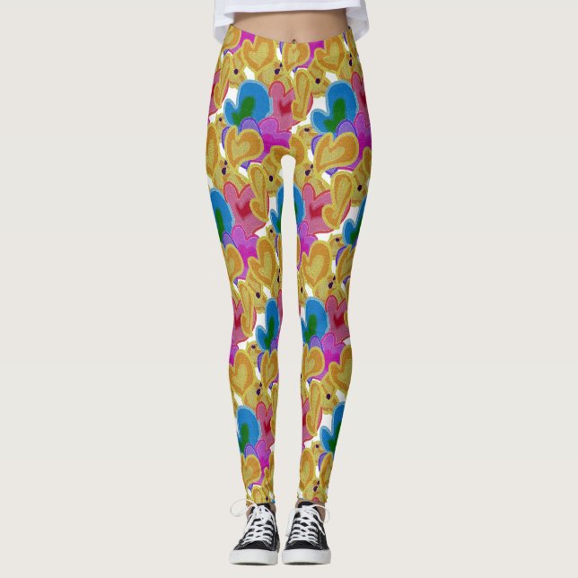 Colourful Hearts Design Leggings (Front)