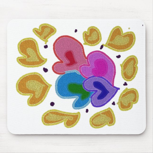 Colourful Hearts Design Mouse Pad (Front)